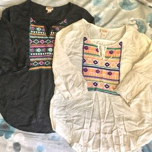 Grey and Cream Peasant Tops